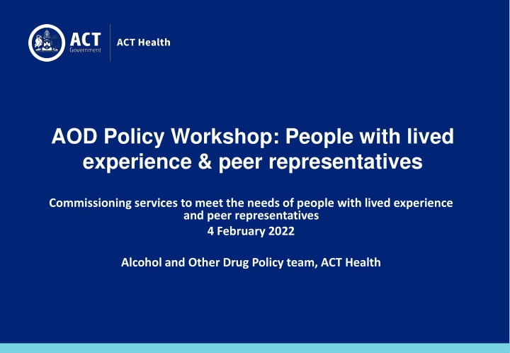 Commissioning Services for People with Lived Experience in Alcohol and Other Drug Policy Workshop