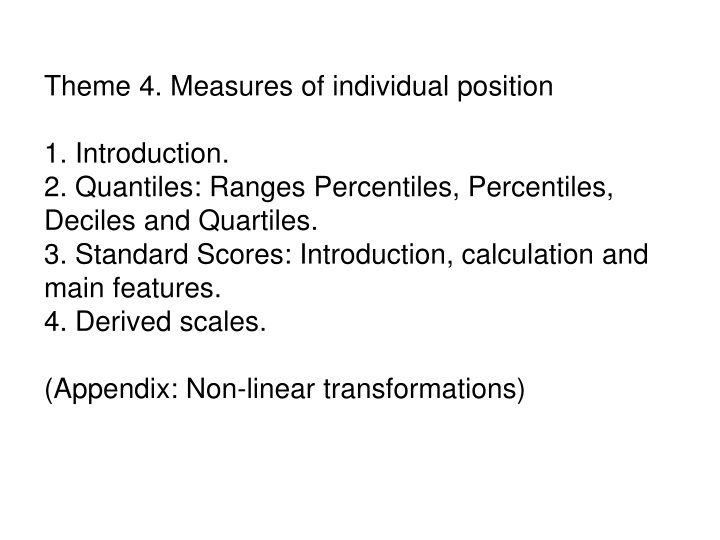 Measures of Individual Position in Statistics