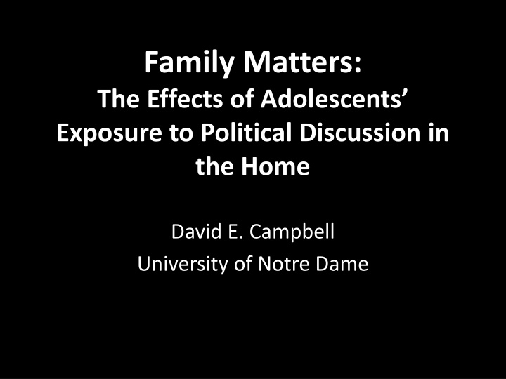 Effects of Adolescents' Exposure to Political Discussion in the Home