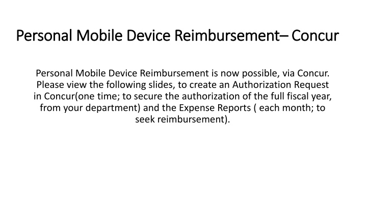Streamlining Personal Mobile Device Reimbursement Process in Concur