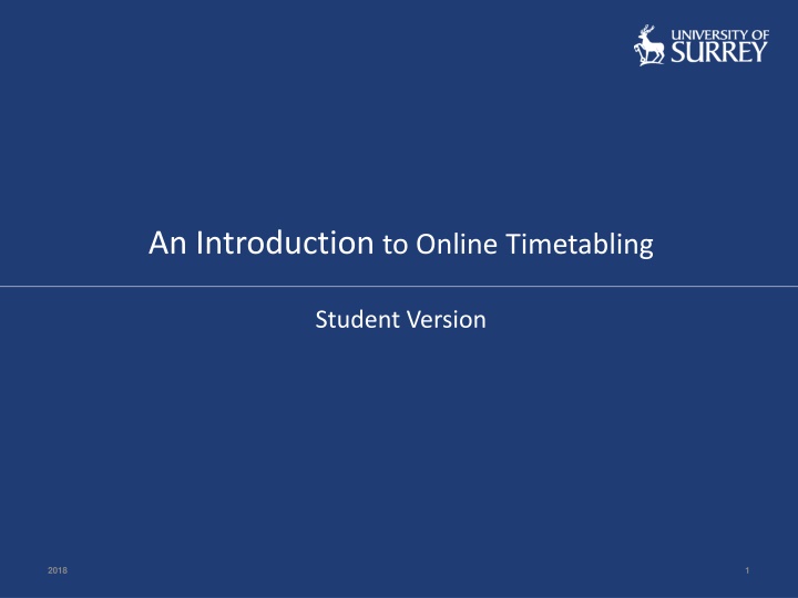Online Timetabling Overview for Students 2018