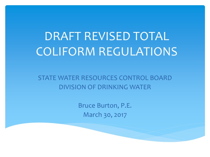 Revised Total Coliform Regulations Overview