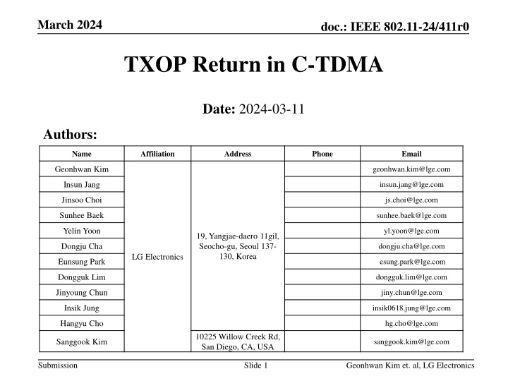 IEEE 802.11-24/411r0 TXOP Return in C-TDMA