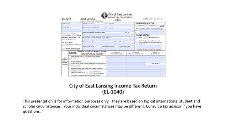 City of East Lansing Income Tax Return Guide
