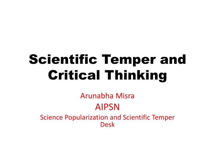 Exploration of Scientific Temper and Critical Thinking in Ancient India