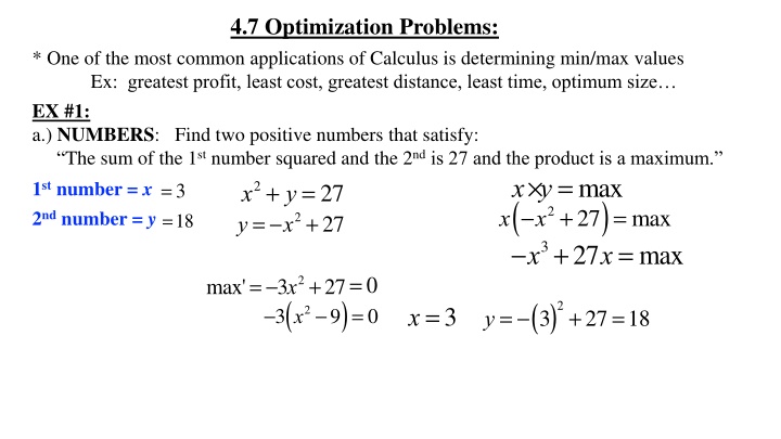 Applications of Calculus in Optimization Problems