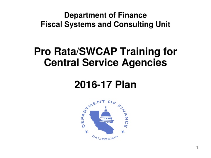 Central Service Agencies Cost Allocation Training Plan