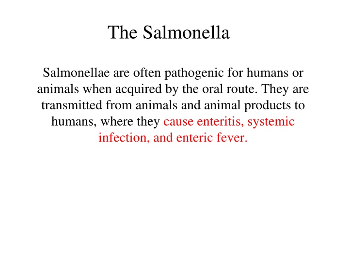 Overview of Salmonella Infections and Pathogenicity
