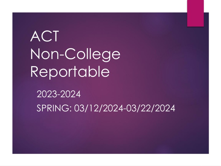 ACT Non-College Reportable 2023-2024 Spring Guidelines