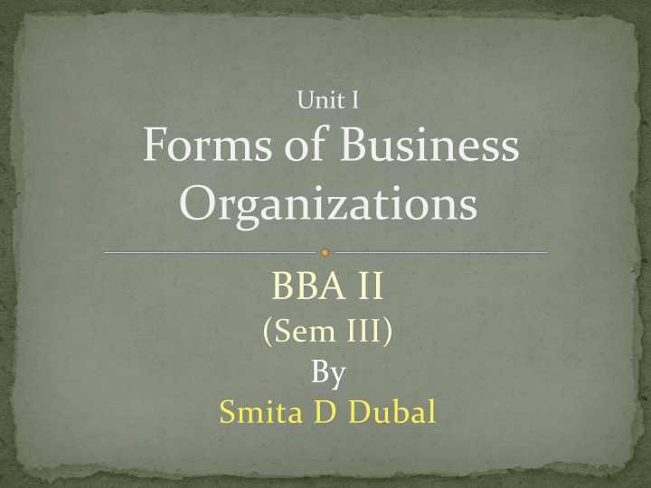 Business Organizations: Forms, Characteristics, and Objectives