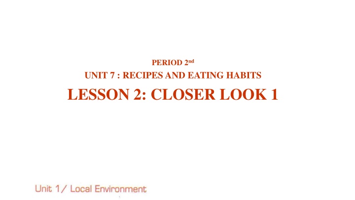 Recipes, Cooking Verbs, and Food Preparation in Unit 7 Lesson 2