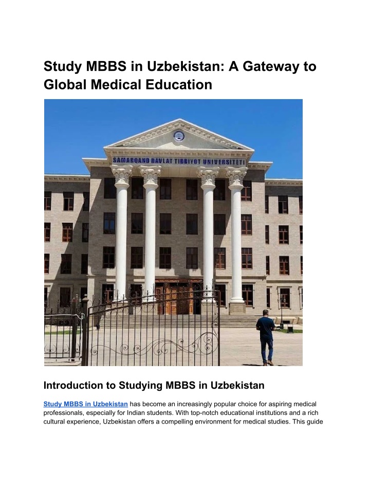 study mbbs in uzbekistan a gateway to global n.w