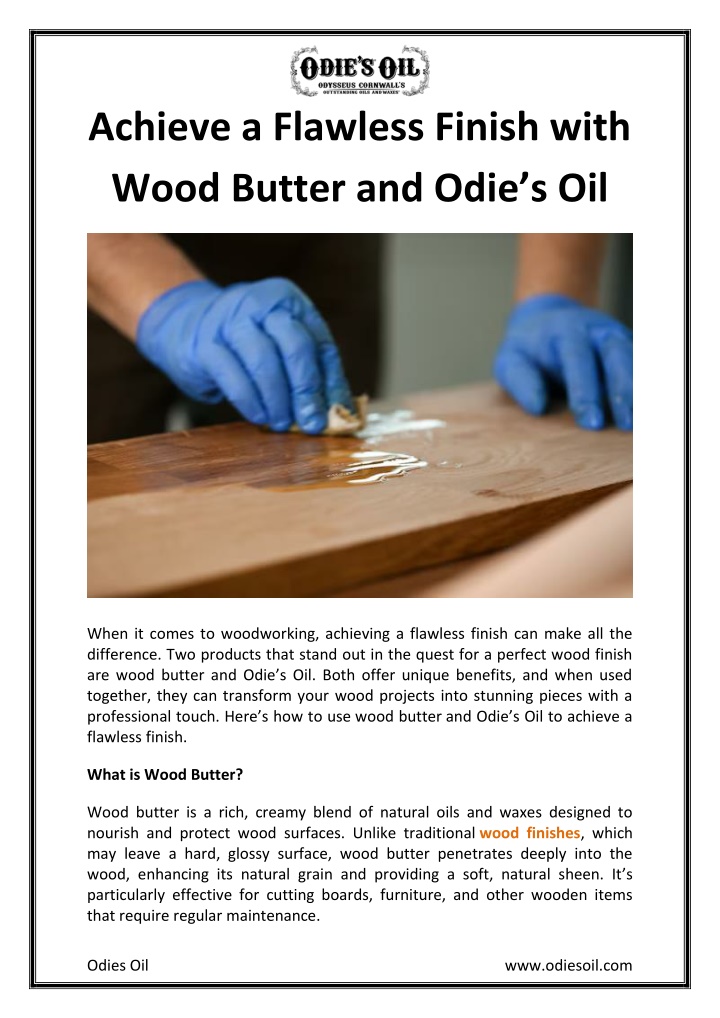 achieve a flawless finish with wood butter n.w