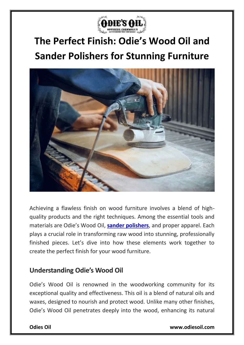 the perfect finish odie s wood oil and sander l.w