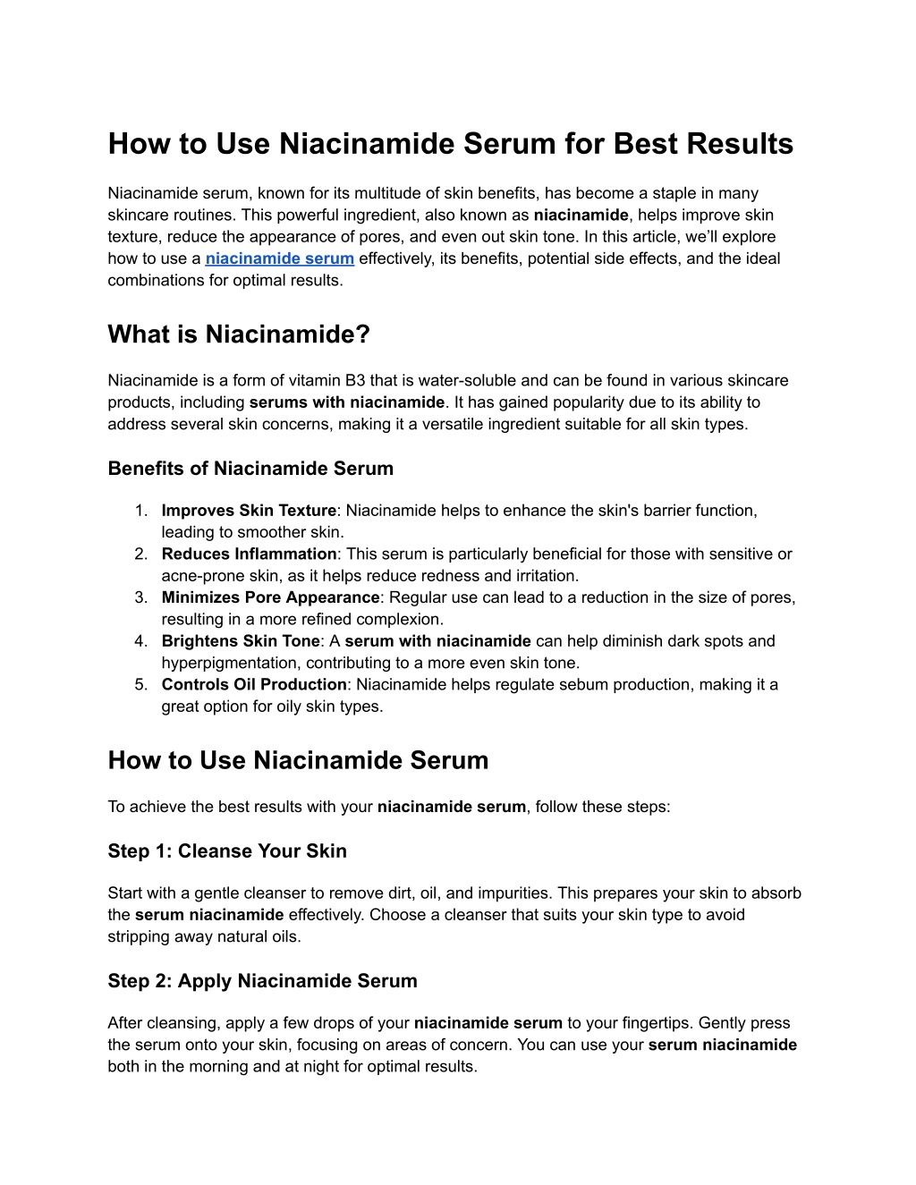 how to use niacinamide serum for best results l.w