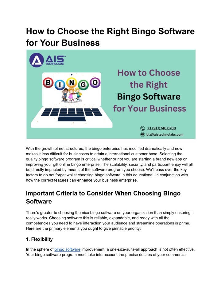 how to choose the right bingo software for your n.w