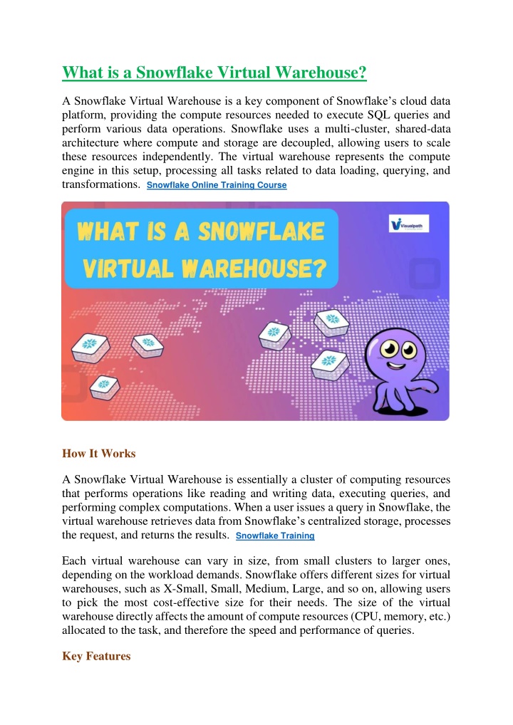 what is a snowflake virtual warehouse n.w