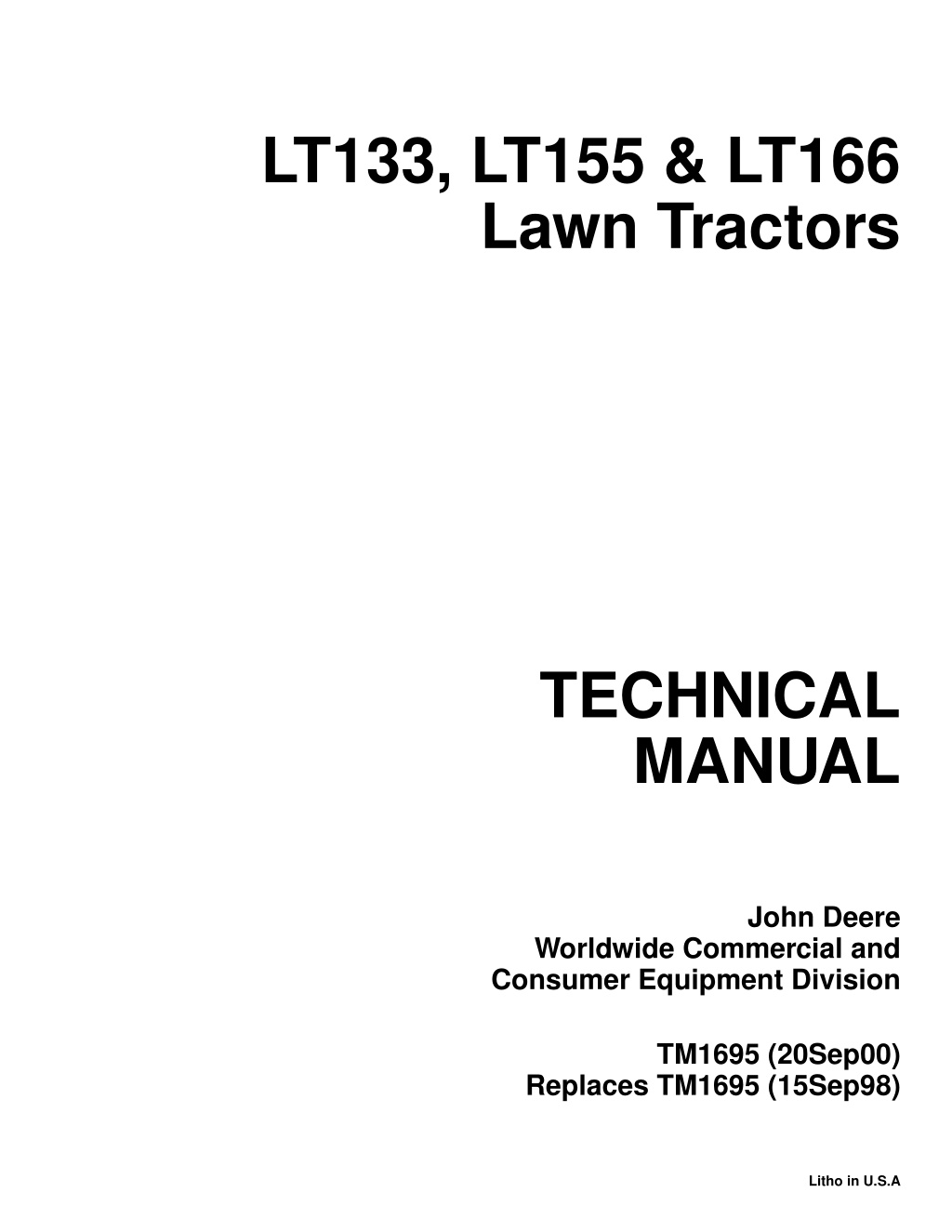 lt133 lt155 lt166 lawn tractors l.w