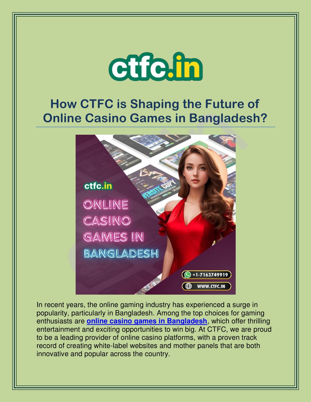 how ctfc is shaping the future of online casino l.w