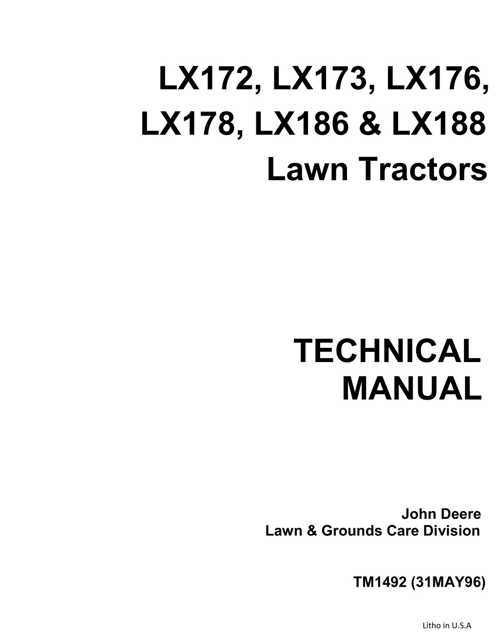 lx172 lx173 lx176 lx178 lx186 lx188 lawn tractors l.w