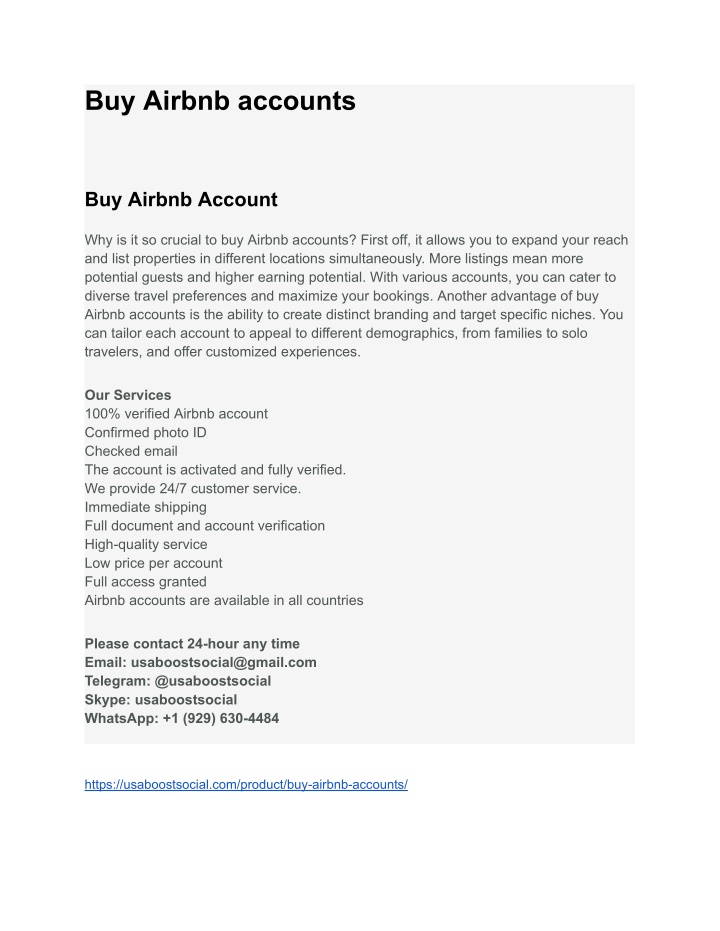 buy airbnb accounts n.w