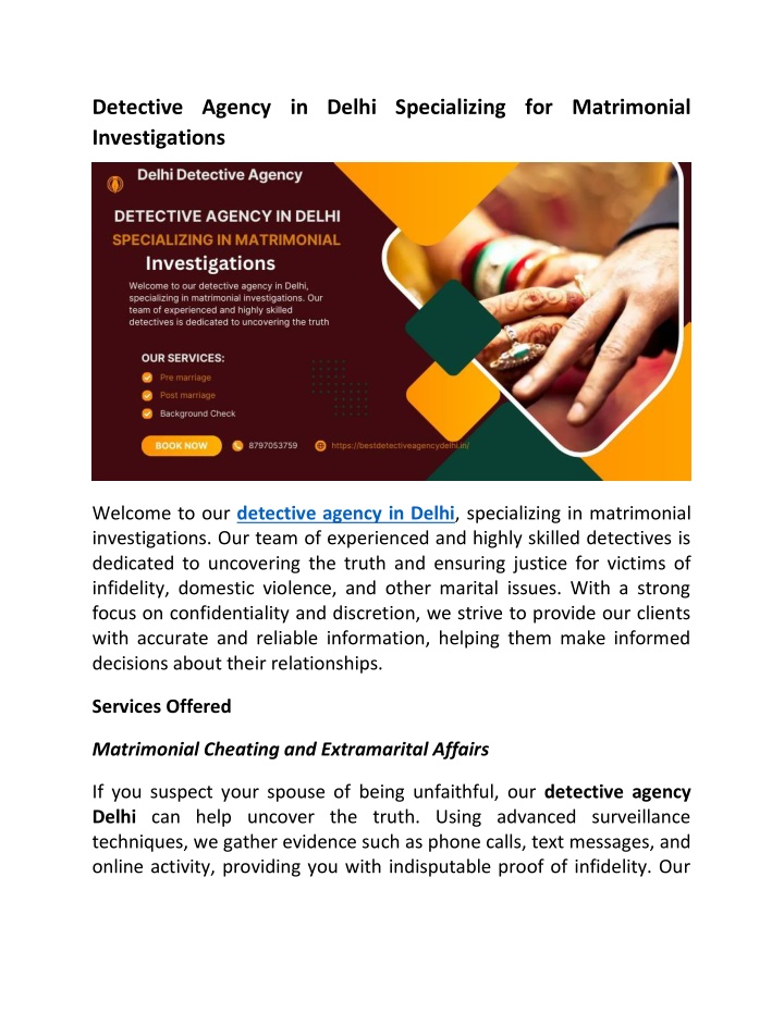 detective agency in delhi specializing n.w