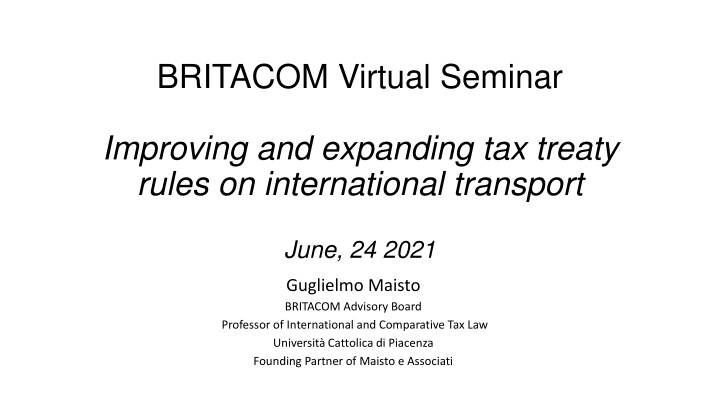 Enhancing International Tax Treaty Rules for Transport Sector