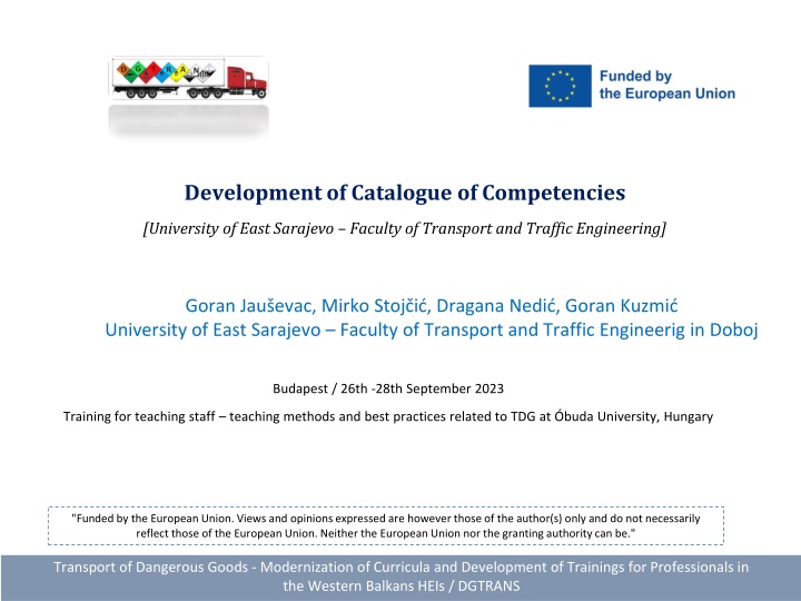 Modernizing Competencies in Transport and Traffic Engineering Curriculum