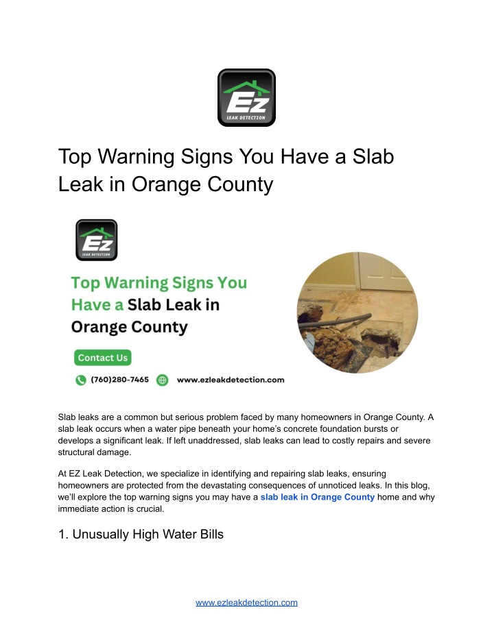 top warning signs you have a slab leak in orange n.w