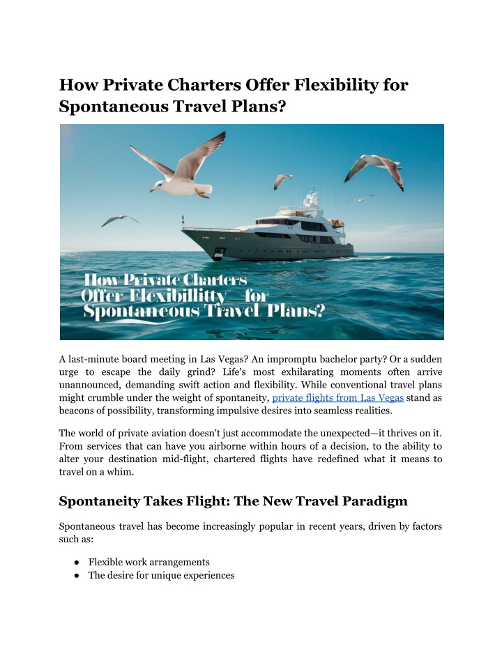 how private charters offer flexibility n.w