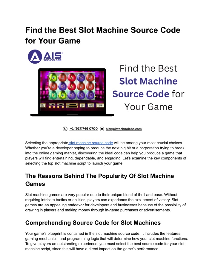 find the best slot machine source code for your n.w