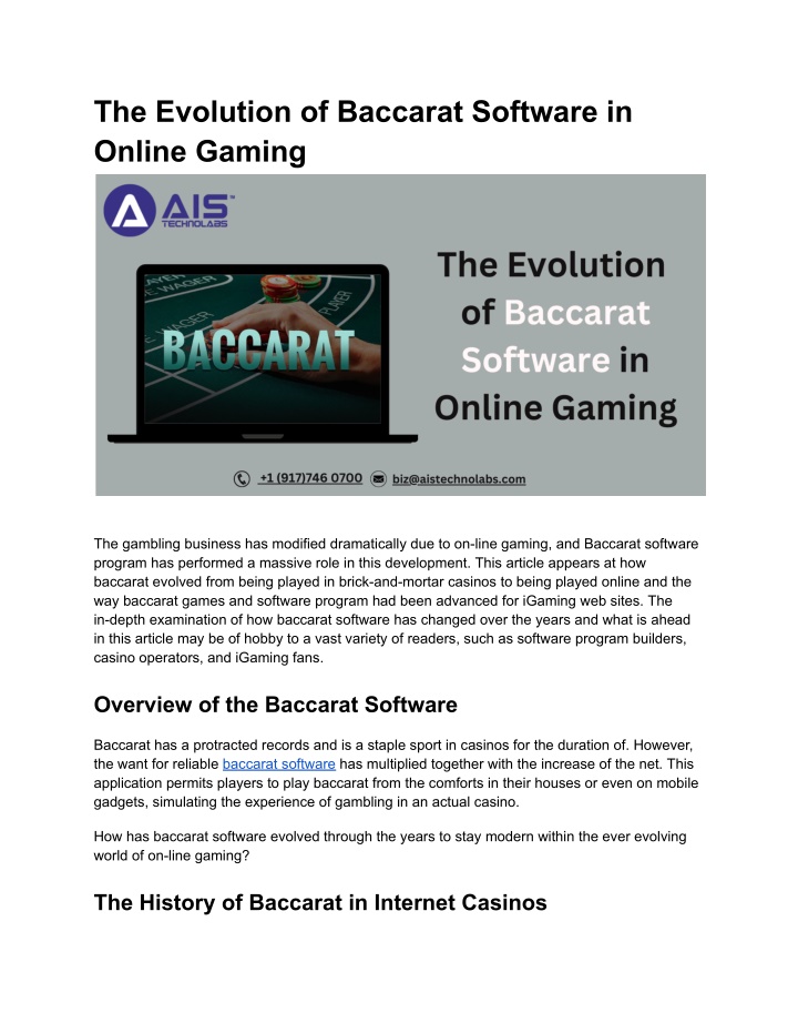 the evolution of baccarat software in online n.w