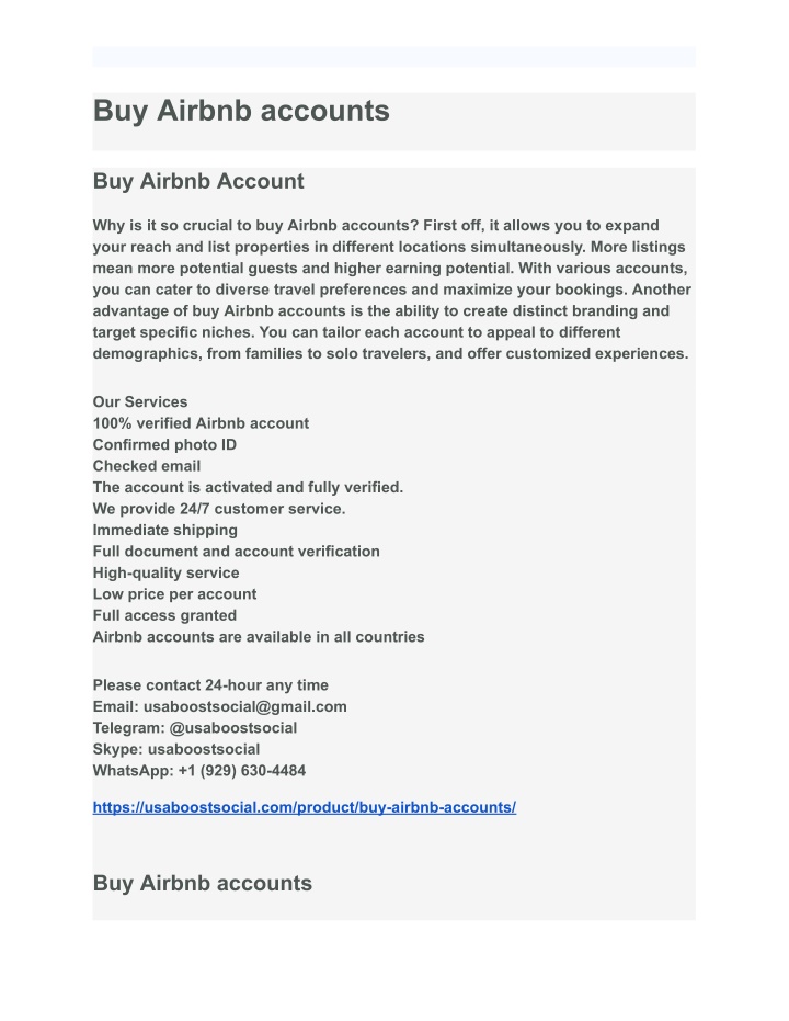 buy airbnb accounts n.w