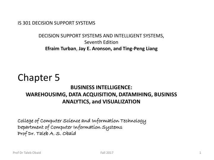 Business Intelligence and Decision Support Systems Overview