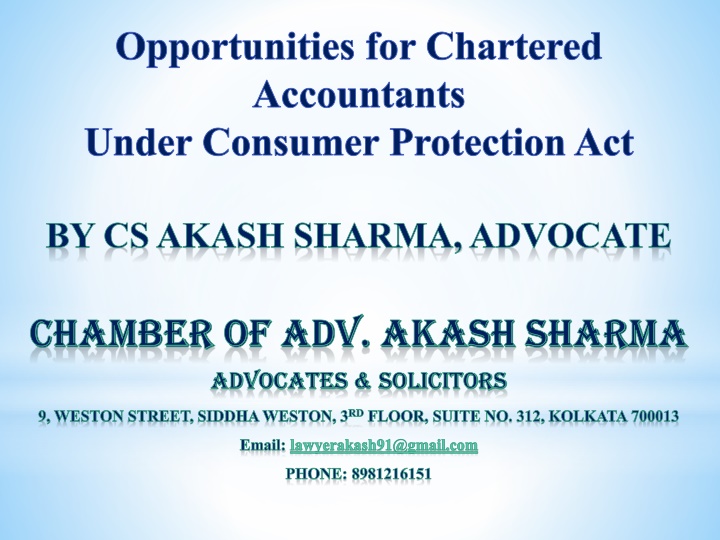 Opportunities for Chartered Accountants under Consumer Protection Act