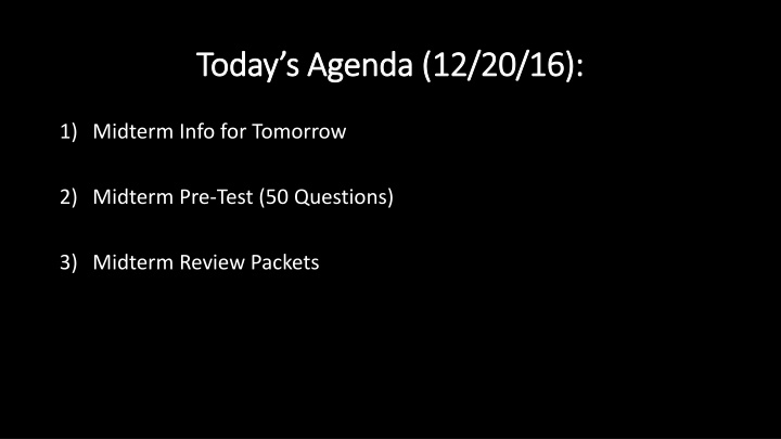 APUSH Midterm Review Agenda