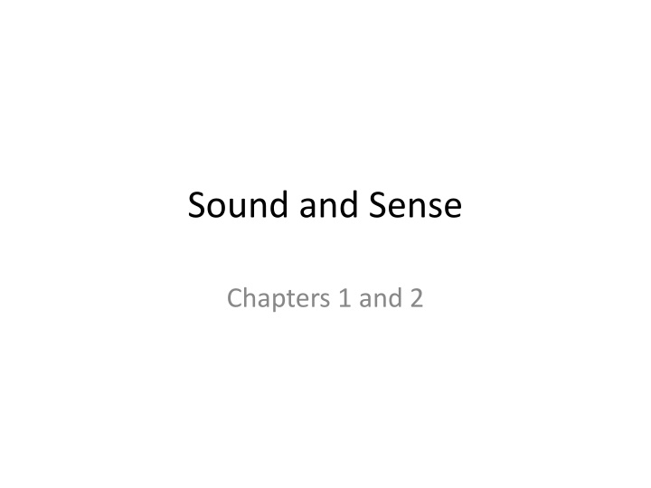 Poetry: Sound and Sense