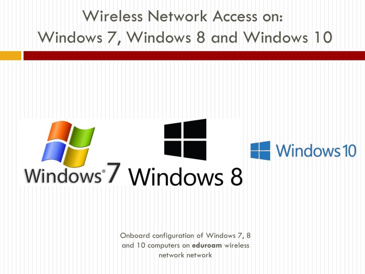 Guide to Wireless Network Access Configuration on Windows 7, 8, and 10