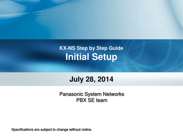 Panasonic KX-NS Step-by-Step Guide: Initial Setup