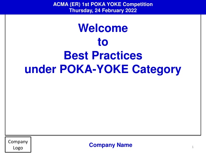 ACMA (ER) 1st Poka Yoke Competition Highlights