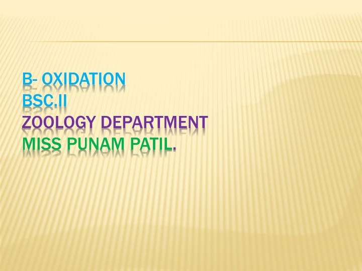 Fatty Acid Oxidation in Zoology Department with Miss Punam Patil