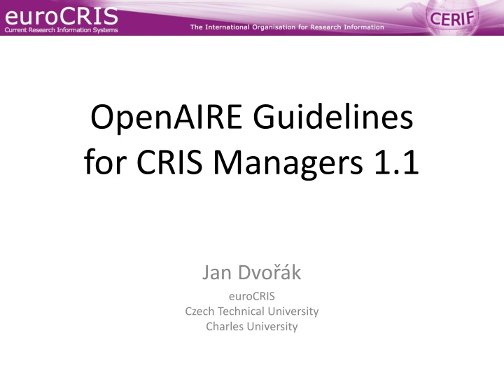 Guidelines for CRIS Managers in Research Institutions
