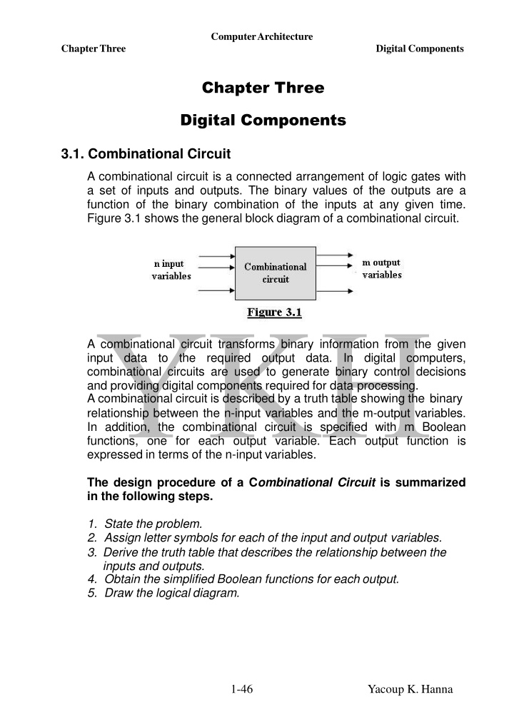 Combinational Circuits in Computer Architecture