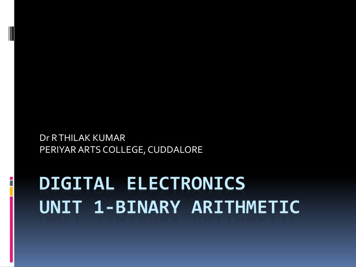 Introduction to Binary Arithmetic for Digital Electronics