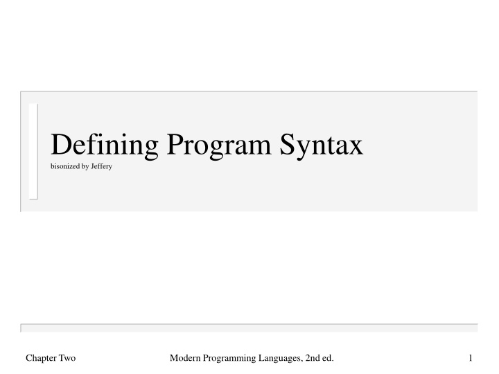 Programming Language Syntax