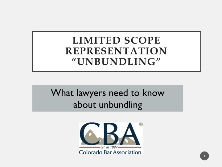 Limited Scope Representation and Unbundling in Legal Practice
