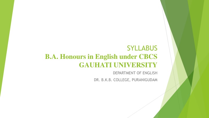 Detailed Syllabus for B.A. Honours in English under CBCS