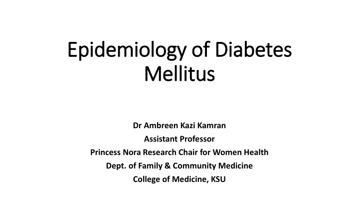 Overview of Diabetes Mellitus: Types, Diagnosis, and Epidemiology