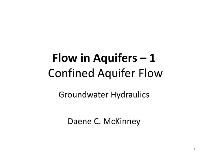 Groundwater Flow in Aquifers