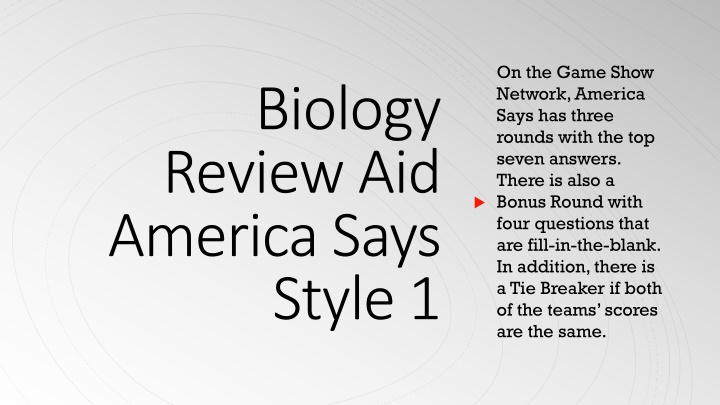 Biology Review: America Says Game Show Overview